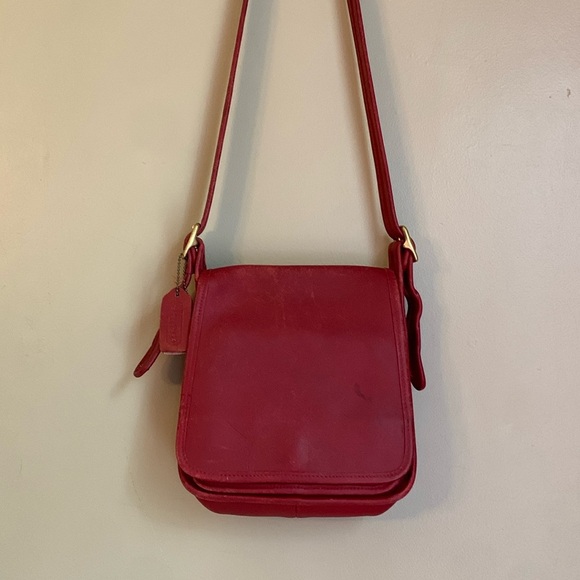 Vintage Red Coach Legacy Flap 9145 Leather Crossbody Handbag united states - Picture 1 of 16